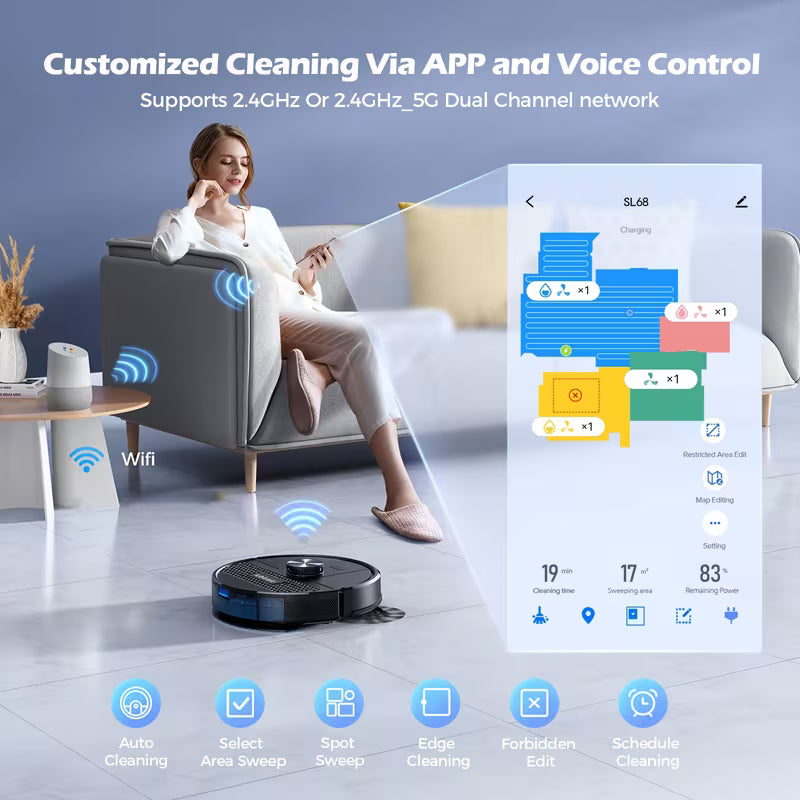 Lubluelu Robot Aspirateur et Serpillière Combo