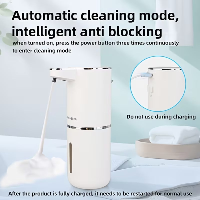 1x Distributeur de Savon Automatique 380mL | Fixation Murale, Rechargeable, Batterie au Lithium, Marque DONASIRA